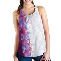 Hawaii Tropical Plant Poni Women Racerback Tank Vibrant Polynesian Pattern