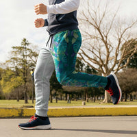 Hawaii Tropical Plant Teal Jogger Pants Vibrant Polynesian Pattern