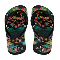 Hawaiian Alohawaii Flip Flops Tribal Sea Animals Tattoo and Tropical Plants LT03 - Polynesian Pride