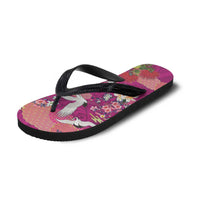 Hawaiian and Japanese Culture Together Flip Flops Pink Ohia Lehua Plumeria and Sakura Blooming LT03 - Polynesian Pride