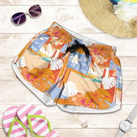Hawaiian and Japanese Culture Together Shorts for Women Palaka Japanese Art and Tropical Motif Tribal Patchwork LT03 Multicolor - Polynesian Pride