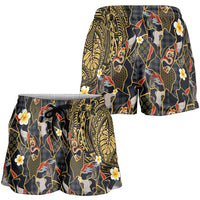 Hawaiian and Japanese Shorts for Women Polynesian Tattoo with Japanese Culture Kintsugi Style LT03 - Polynesian Pride
