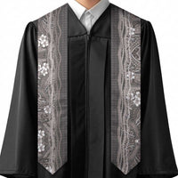 Hawaiian Art Flower Tribal with Lei Graduation Stole Palaka Pattern Grayscale