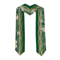 Hawaiian Art Flower Tribal with Lei Graduation Stole Palaka Pattern Green Color