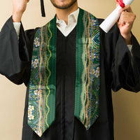 Hawaiian Art Flower Tribal with Lei Graduation Stole Palaka Pattern Green Color
