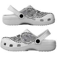Hawaiian Kakau Tribal Sea Animals Tattoos Clogs Shoes White Color