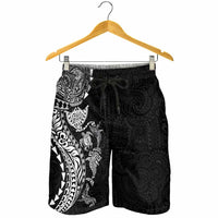 Hawaiian Kakau Tribal Sea Animals Tattoos Shorts for Men Black Color