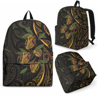 Hawaiian Mango Tribal Tattoo Backpack Gold Pacific Traditional Pattern