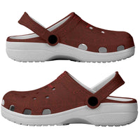 Hawaiian Monk Seal and Whale Clogs Shoes Kakau Tribal Pattern Red Color