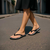Hawaiian Ohia Lehua Lei Flip Flops Plaid Palaka Eleele Pattern - Polynesian Pride