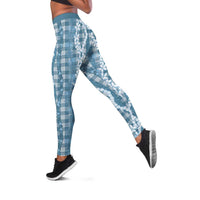 Hawaiian Ohia Lehua Lei Leggings Plaid Palaka Uliuli Omaomao Pattern - Polynesian Pride