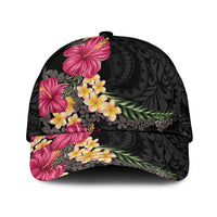 Hawaiian Plumeria and Hibiscus Classic Cap Colorful Style LT03 Universal Fit Black - Polynesian Pride