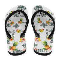 Hawaiian Quilts Flip Flops Tropical Fruits and Plants