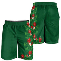 Hawaiian Taro Leaves-Hibiscus and Plumeria Shorts for Men Polynesian Art-Kakau Tattoo Green LT03 - Polynesian Pride