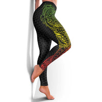 Hawaiian Traditional Tattoos Leggings Kakau Tribal Tropical Plant Motif Kanaka Maoli Flag Color Inspired LT03 - Polynesian Pride