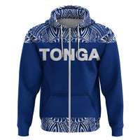 Tonga All Over Hoodie Polynesian Blue and White Zip Hoodie Blue And White - Polynesian Pride