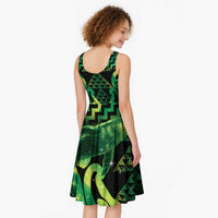 Humpback Whale Matariki New Zealand Midi Dress NZ Maori Paikea Poutama Luxury Green