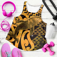 Humpback Whale Matariki New Zealand Women Racerback Tank NZ Maori Paikea Poutama Luxury Gold LT14 Gold - Polynesian Pride