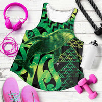 Humpback Whale Matariki New Zealand Women Racerback Tank NZ Maori Paikea Poutama Luxury Green LT14 Green - Polynesian Pride