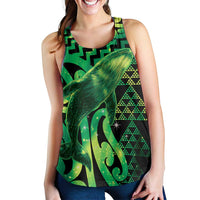 Humpback Whale Matariki New Zealand Women Racerback Tank NZ Maori Paikea Poutama Luxury Green LT14 - Polynesian Pride