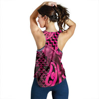 Humpback Whale Matariki New Zealand Women Racerback Tank NZ Maori Paikea Poutama Luxury Pink LT14 - Polynesian Pride