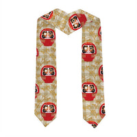 Japanese Daruma Doll Graduation Stole Palaka With Seamless Bamboo Pattern