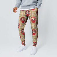 Japanese Daruma Doll Jogger Pants Palaka With Seamless Bamboo Pattern