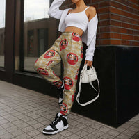 Japanese Daruma Doll Jogger Pants Palaka With Seamless Bamboo Pattern