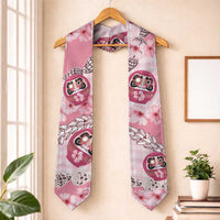 Japanese Daruma Doll Palaka Graduation Stole Cherry Blossoms With Shell Lei