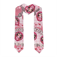 Japanese Daruma Doll Palaka Graduation Stole Cherry Blossoms With Shell Lei