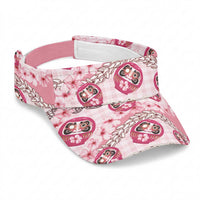 Japanese Daruma Doll Palaka Sun Visor Cap Cherry Blossoms With Shell Lei