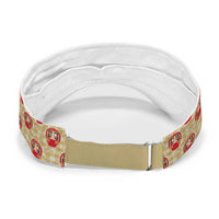 Japanese Daruma Doll Sun Visor Cap Palaka With Seamless Bamboo Pattern