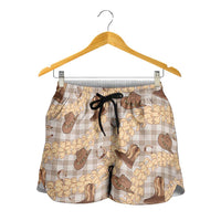 Khaki Palaka Hawaii Cowboy Shorts for Women Puakenikeni Lei Paniolo Papale Seamless Vibes LT14 - Polynesian Pride