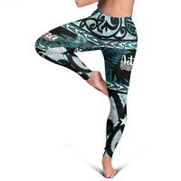 Kia Ora New Zealand Leggings Aotearoa Proud Maori Paua Shell Silver Fern LT14 - Polynesian Pride