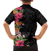Hawaii Flowers Tribal Pattern Family Matching Short Sleeve Bodycon Dress and Hawaiian Shirt - LT9 - Polynesian Pride