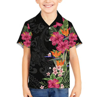 Hawaii Flowers Tribal Pattern Off Shoulder Maxi Dress and Hawaiian Shirt LT9 - Polynesian Pride