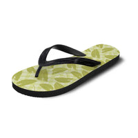 Lime Green Hawaii Kalo Palaka Motifs Flip Flops Hawaiian Taro Leaves Elegant Vibes LT14 - Polynesian Pride
