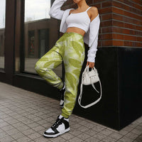 Lime Green Hawaii Kalo Palaka Motifs Jogger Pants Hawaiian Taro Leaves Elegant Vibes