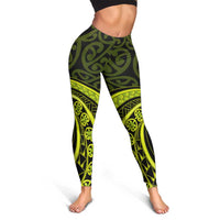 Lime Green New Zealand Mangopare Leggings Aotearoa Maori Koru Style LT14 - Polynesian Pride