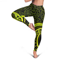 Lime Green New Zealand Mangopare Leggings Aotearoa Maori Koru Style LT14 - Polynesian Pride