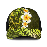 Lime Green Polynesia Baseball Net Cap Plumeria Tropical Leaves With Galaxy Polynesian Art - Polynesian Pride