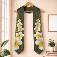 Lime Green Polynesia Graduation Stole Plumeria Tropical Leaves With Galaxy Polynesian Art