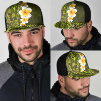 Lime Green Polynesia Mesh Trucker Cap Plumeria Tropical Leaves With Galaxy Polynesian Art - Polynesian Pride