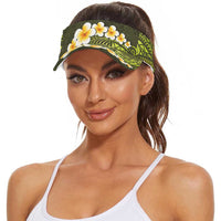 Lime Green Polynesia Sun Visor Cap Plumeria Tropical Leaves With Galaxy Polynesian Art