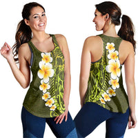 Lime Green Polynesia Women Racerback Tank Plumeria Tropical Leaves With Galaxy Polynesian Art LT14 - Polynesian Pride