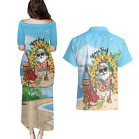 Personalized Hawaii Golf Christmas Couples Matching Puletasi and Hawaiian Shirt Mele Kalikimaka Funny Golfer Santa - Polynesian Pride