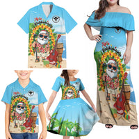 Personalized Hawaii Golf Christmas Family Matching Off Shoulder Maxi Dress and Hawaiian Shirt Mele Kalikimaka Funny Golfer Santa LT01 - Polynesian Pride