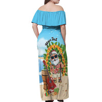 Personalized Hawaii Golf Christmas Off Shoulder Maxi Dress Mele Kalikimaka Funny Golfer Santa - Polynesian Pride