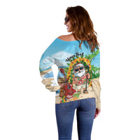 Personalized Hawaii Golf Christmas Off Shoulder Sweater Mele Kalikimaka Funny Golfer Santa - Polynesian Pride