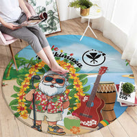 Hawaii Golf Christmas Round Carpet Mele Kalikimaka Funny Golfer Santa - Polynesian Pride